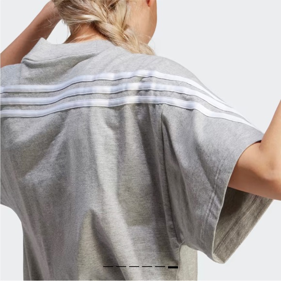 NWT Adidas Future Icons 3 Stripes Tee Shirt Gray & White size S - Picture 5 of 8